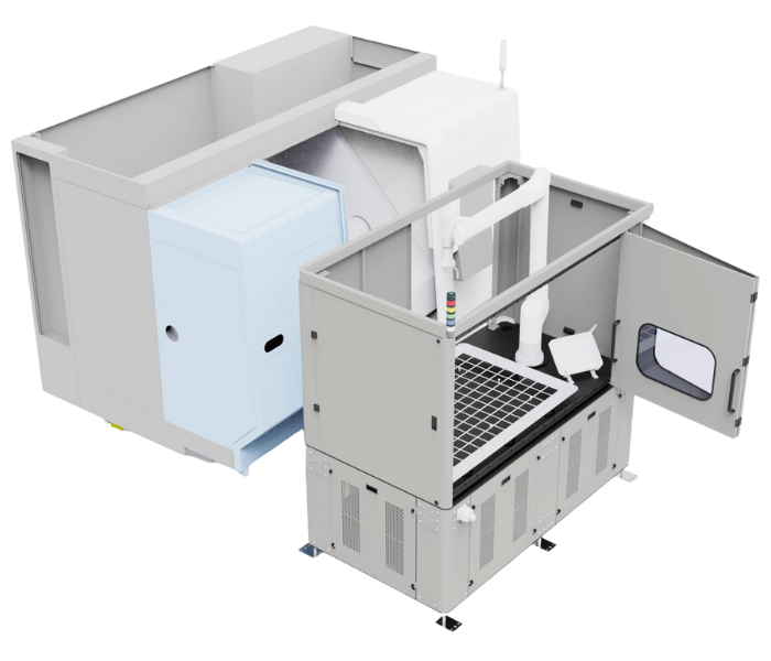 FlexiGuard Tending Station with built-in safety guarding for CNC machine tending