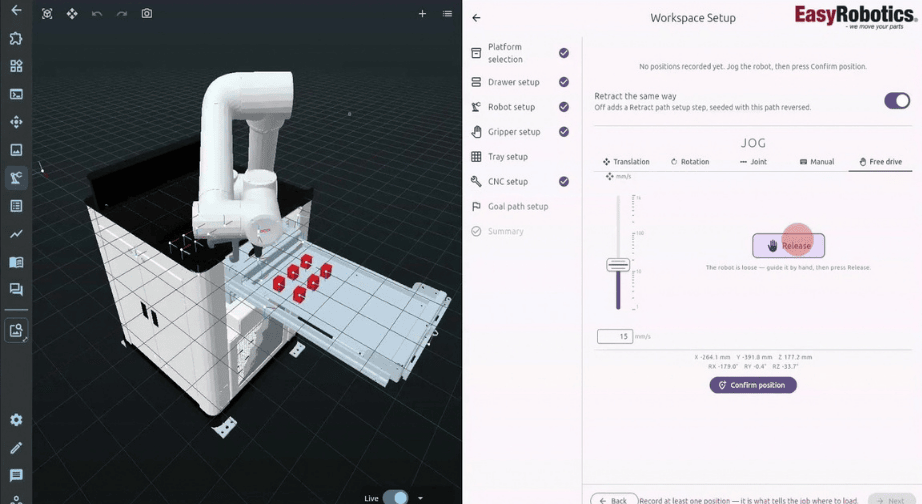 Easy Control interface with a 3D robot cell view