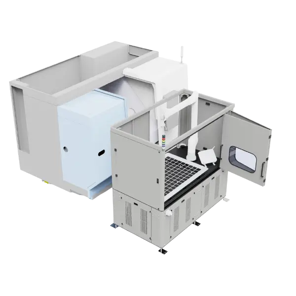 Machine tending robot handling metal components